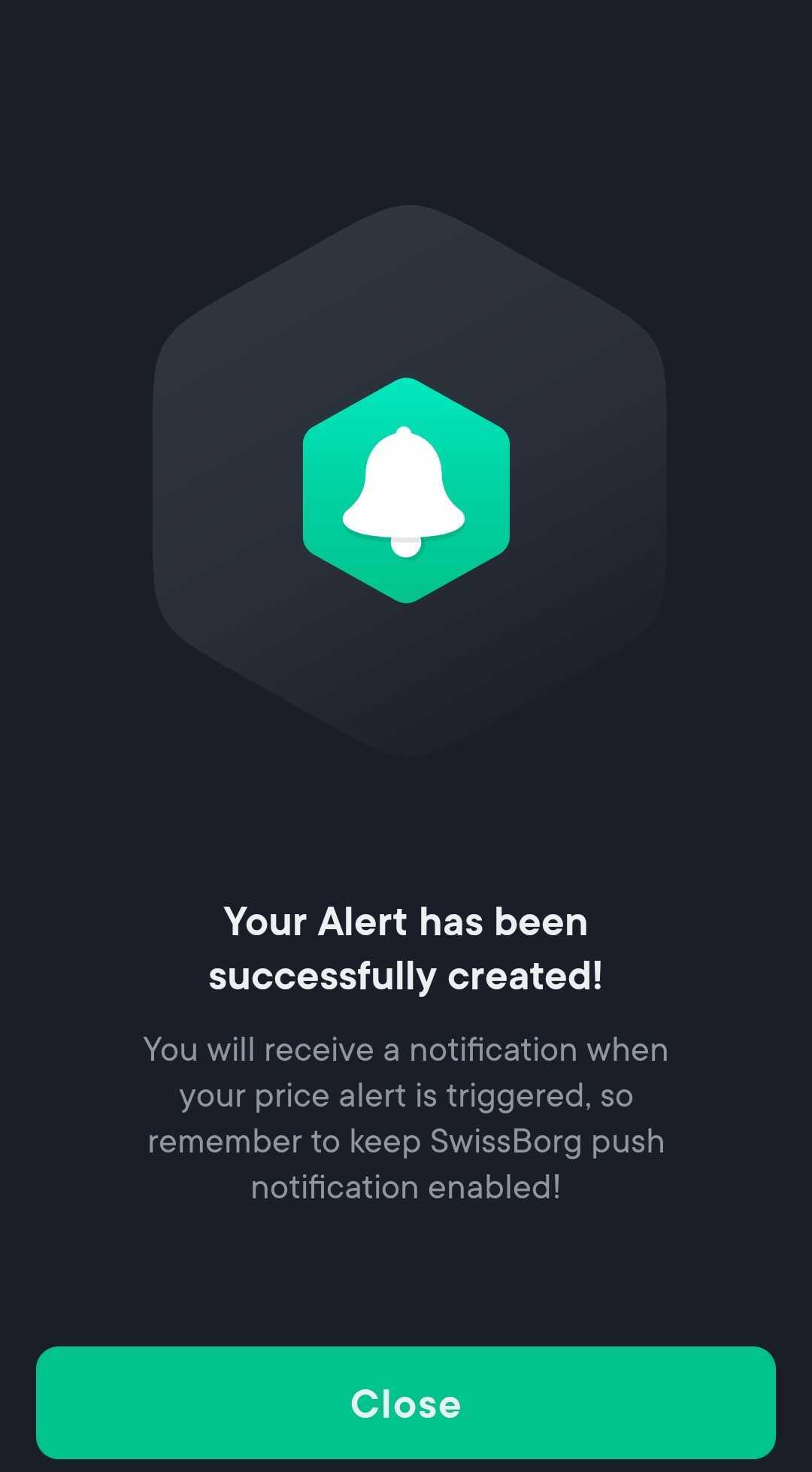 Price alerts swissborg