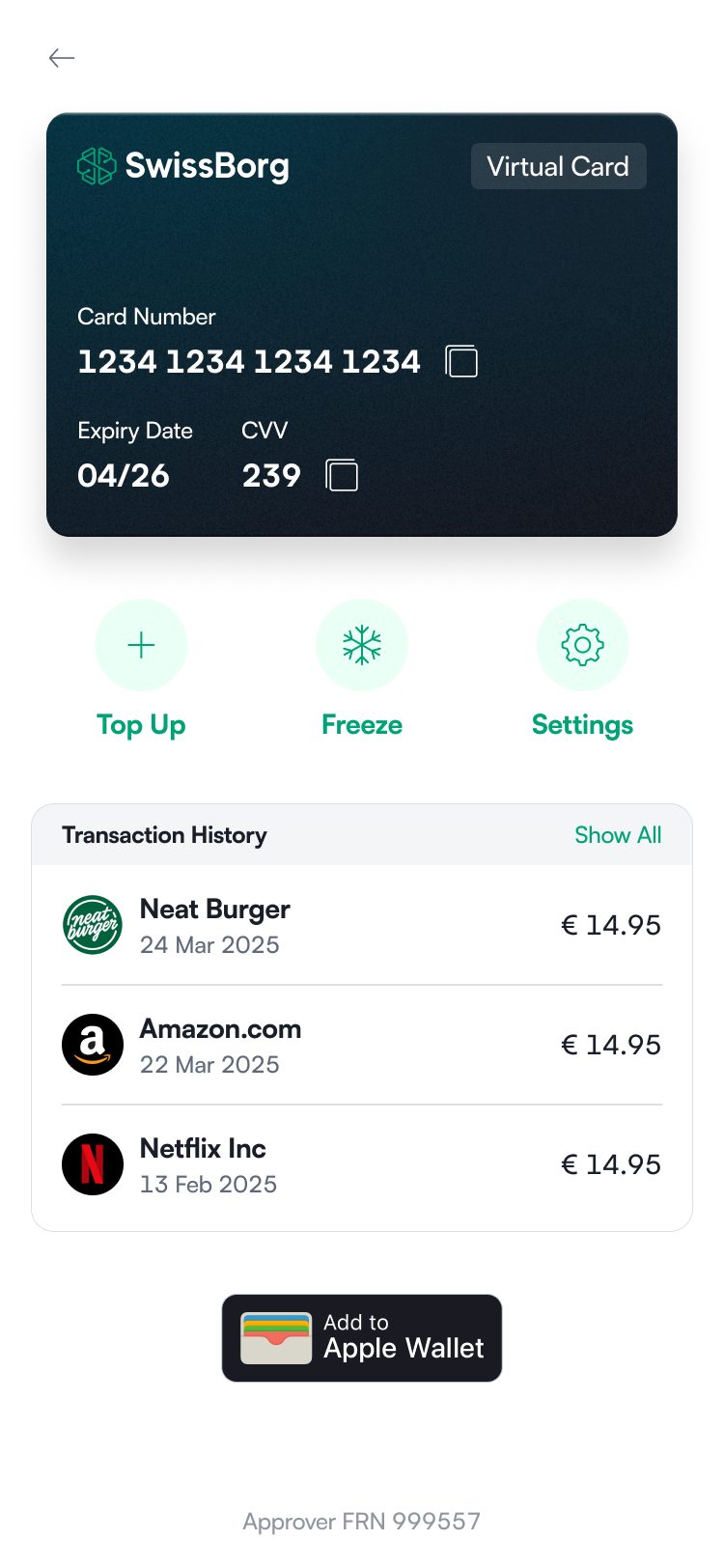 Dettagli carta SwissBorg