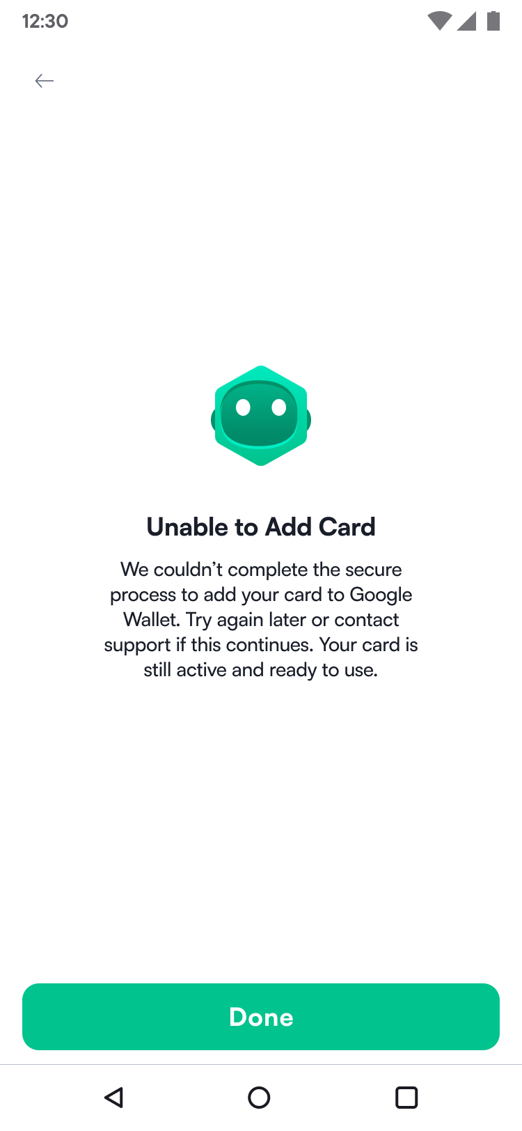 Unable to add card